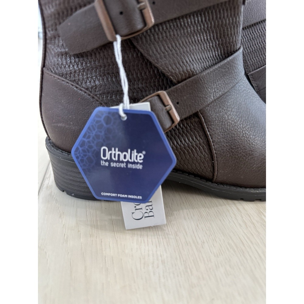 NWT Croft & Barrow Brown Pebbled Buckle Ankle Boots Ortholite Lug Sole W 8.5M - Picture 3 of 10